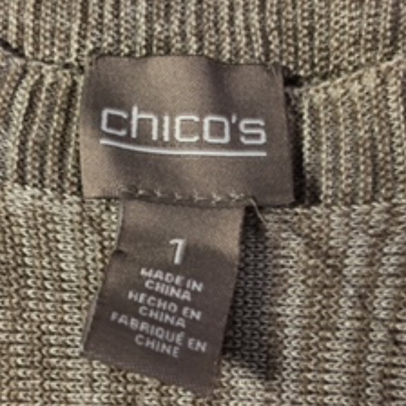 NWT Chico's Crew Neck Taupe Vertical Heather 3/4 Sleeve Pullover Sweater Size 1 - Picture 6 of 8